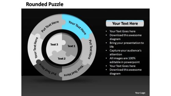 PowerPoint Process Marketing Rounded Puzzle Ppt Slides