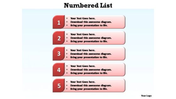 PowerPoint Slide Designs Download Numbered List Ppt Template