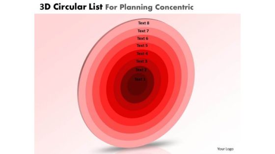 PowerPoint Slide Designs Executive Strategy 3d Circular Chart List Core Diagrams Ppt Slide