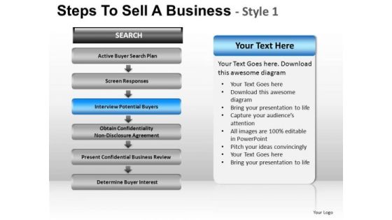 PowerPoint Slidelayout Diagram Steps To Sell Ppt Template