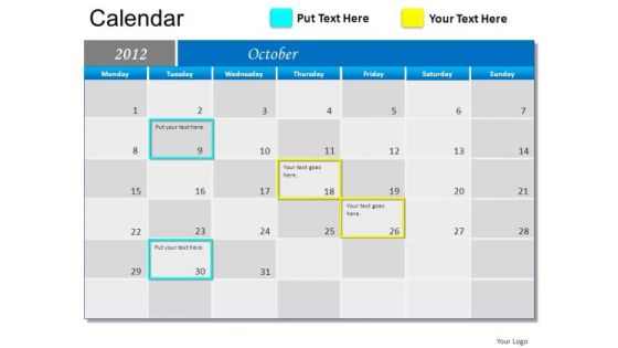 PowerPoint Template October 2012 Calendar Ppt Slides PowerPoint Template October 2012 Calendar Ppt Slides