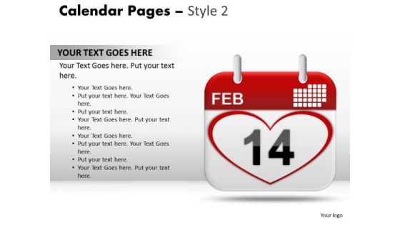 PowerPoint Template Teamwork Calendar 14 Feb Ppt Backgrounds