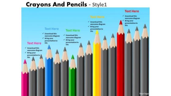PowerPoint Themes Corporate Education Crayons And Pencils Ppt Design