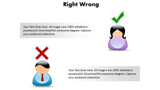 Ppt 2 Opposite Aspects Right And Wrong PowerPoint Templates