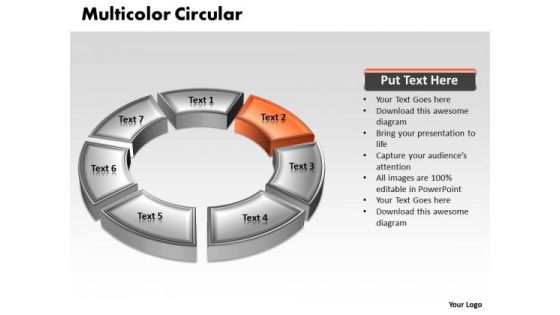 Ppt 3d Orange Animated Multicolor Circular Process PowerPoint Templates