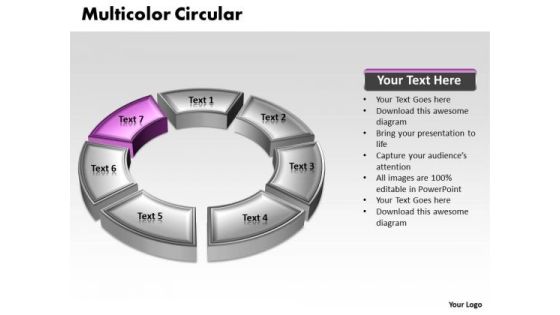Ppt 3d Purple Animated Multicolor Circular Forging Process PowerPoint Slides Templates
