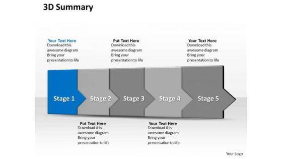 Ppt 3d Straight Description To Restrict Business Losses Five Steps PowerPoint Templates