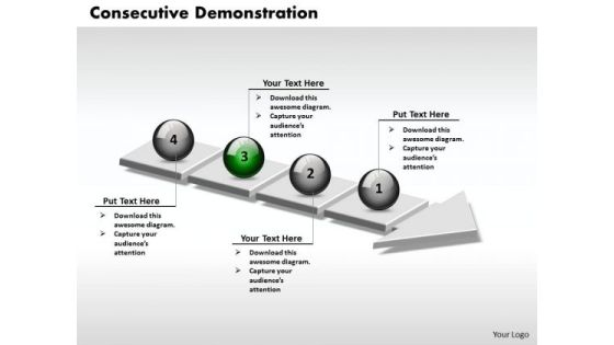 Ppt 3d Successive Demonstration Using Arrow Of 4 Stages PowerPoint Templates