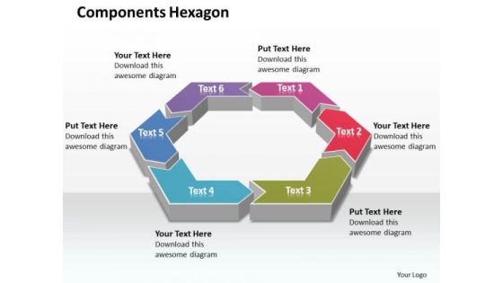 Ppt 6 Components Area Of Hexagon Editable Layouts PowerPoint 2003 Templates