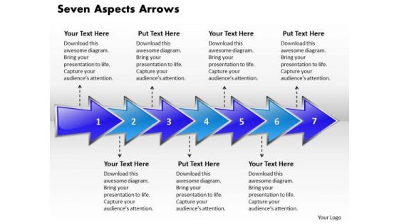 Ppt Circular Arrows PowerPoint 2010 Describing Seven Aspects Templates