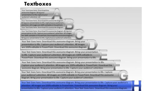 Ppt Colorful PowerPoint Presentations Textboxes With Alphabets Abcdefgh Chart Templates