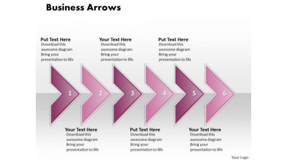 Ppt Consecutive Execution Of 6 Concepts Through Curved Arrows PowerPoint 2010 Templates
