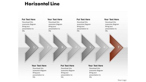 Ppt Correlated Circular Arrows PowerPoint 2010 Horizontal Line 7 Stages Templates