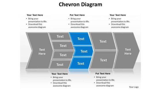 Ppt Describing Blue Components Using Chevron Diagram PowerPoint Free Templates