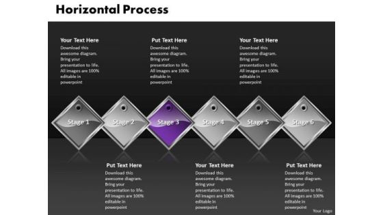Ppt Purple Diamond Horizontal Process 6 Phases PowerPoint Templates