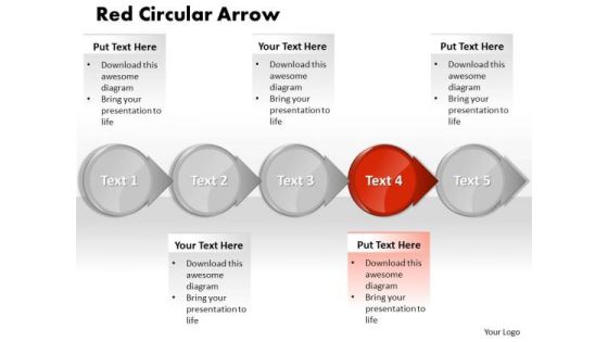 Ppt Red PowerPoint Theme Circular Arrow Fourth Stage Templates