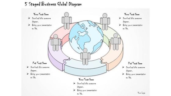 Ppt Slide 5 Staged Business Global Diagram Diagrams