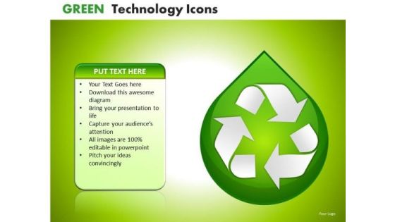 Ppt Slides Recycle Symbol On Dew Drop PowerPoint Templates