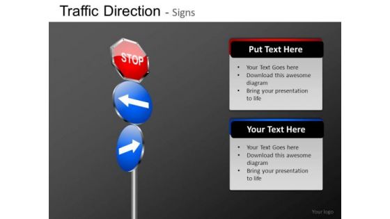 Ppt Slides Stop Sign Arrows Direction Road Signs PowerPoint Templates