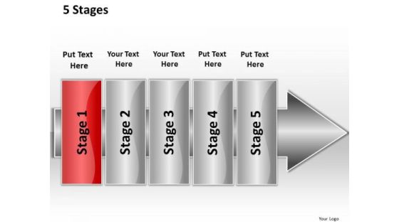 Ppt Straight Flow 5 Power Point Stage PowerPoint Templates
