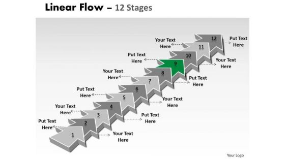 Ppt Template 12 Stages Linear Arrows To Create Business PowerPoint Presentations Plan 10 Image