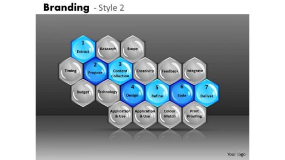 Ppt Templates 7 Stages Process Presented In Hexagonal Comb PowerPoint Slides