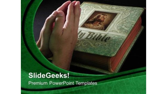 Praying Hand Over Bible Chruch PowerPoint Templates And PowerPoint Themes 0712 Praying Hand Over Bible Chruch PowerPoint Templates And PowerPoint Themes 0712