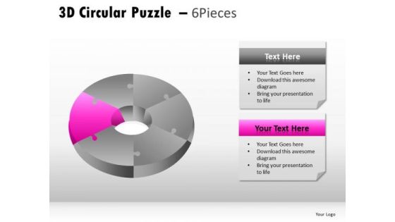 Process 3d Circular Puzzle 6 Pieces PowerPoint Slides And Ppt Diagram Templates