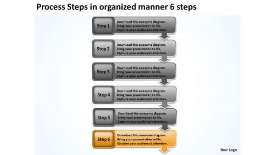 Process Steps In Organized Manner 6 Ppt Template For Business Plan PowerPoint Slides