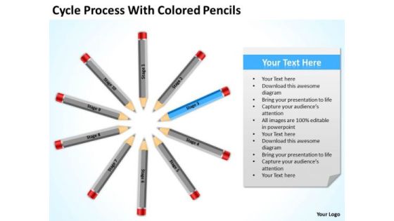 Process With Colored Pencils Business Plan Template Free PowerPoint Templates Process With Colored Pencils Business Plan Template Free PowerPoint Templates