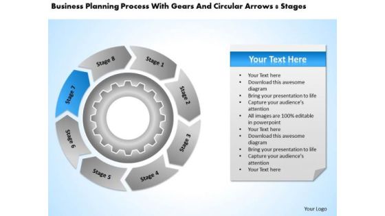 Process With Gears And Circular Arrows 8 Stages Business Plan Maker PowerPoint Slides Process With Gears And Circular Arrows 8 Stages Business Plan Maker PowerPoint Slides