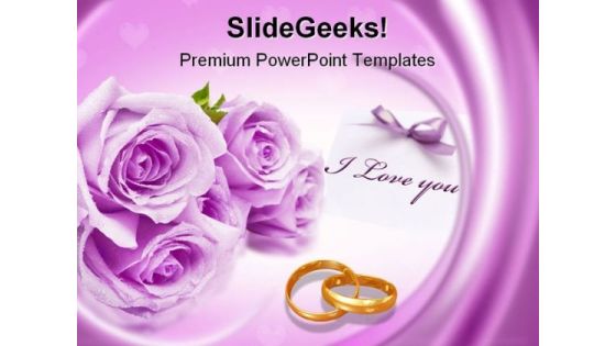 Purple Rose Wedding PowerPoint Template 0610 Purple Rose Wedding PowerPoint Template 0610
