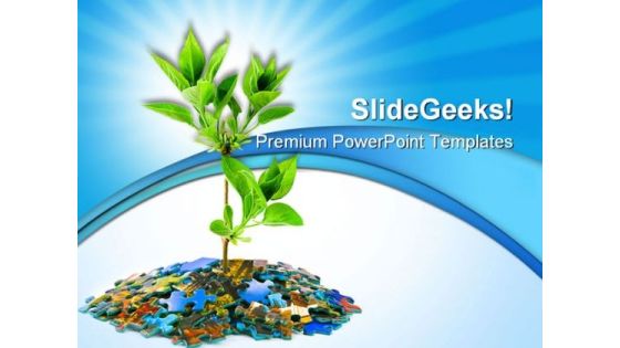 Puzzle And Plant Business PowerPoint Templates And PowerPoint Backgrounds 0511 Puzzle And Plant Business PowerPoint Templates And PowerPoint Backgrounds 0511