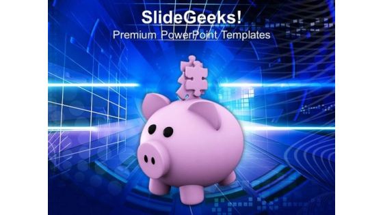 Puzzle Pieces On Piggy Bank Saving Business PowerPoint Templates And PowerPoint Themes 1012 Puzzle Pieces On Piggy Bank Saving Business PowerPoint Templates And PowerPoint Themes 1012