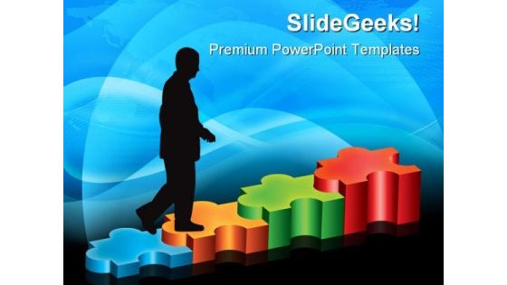 Puzzle Stairs Solution Business PowerPoint Templates And PowerPoint Backgrounds 1211