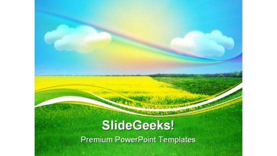 Rainbow Under Field Nature PowerPoint Templates And PowerPoint Backgrounds 0611 Rainbow Under Field Nature PowerPoint Templates And PowerPoint Backgrounds 0611