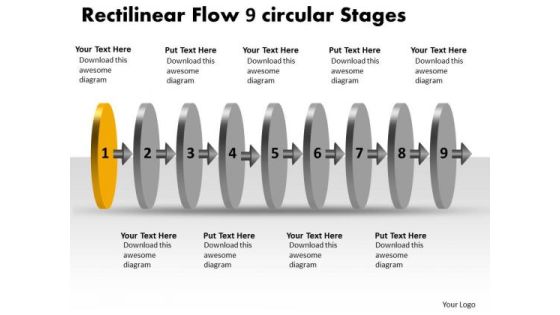 Rectilinear Flow 9 Circular Stages Free Charts PowerPoint Slides Rectilinear Flow 9 Circular Stages Free Charts PowerPoint Slides