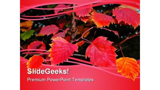 Red Autumn Leaves Nature PowerPoint Templates And PowerPoint Backgrounds 0411 Red Autumn Leaves Nature PowerPoint Templates And PowerPoint Backgrounds 0411