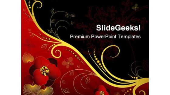 Red Black And Golden Floral Background PowerPoint Templates And PowerPoint Backgrounds 0411