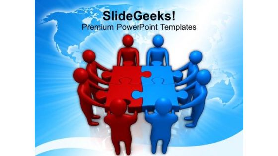 Red Blue Two Teams Holding Puzzle PowerPoint Templates Ppt Backgrounds For Slides 0213 Red Blue Two Teams Holding Puzzle PowerPoint Templates Ppt Backgrounds For Slides 0213