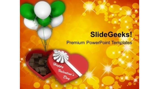 Red Box Of Chocolates With Balloons PowerPoint Templates Ppt Backgrounds For Slides 0213