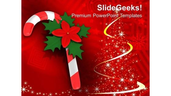 Red Candy Cane On Christmas Background PowerPoint Templates Ppt Backgrounds For Slides 1212 Red Candy Cane On Christmas Background PowerPoint Templates Ppt Backgrounds For Slides 1212