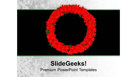 Red Christmas Wreath In Red Colour PowerPoint Templates Ppt Backgrounds For Slides 1212