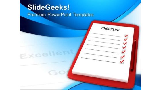 Red Clipboard With Blank Checklist PowerPoint Templates Ppt Backgrounds For Slides 0213