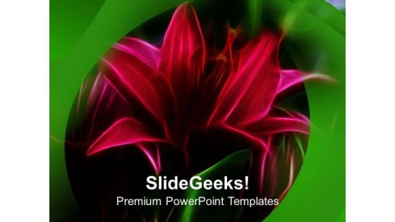 Red Lily Flower Green Background PowerPoint Templates Ppt Backgrounds For Slides 0613