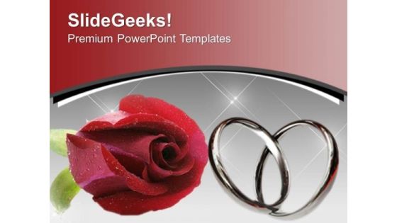 Red Rose With Wedding Rings Flower PowerPoint Templates Ppt Backgrounds For Slides 0613