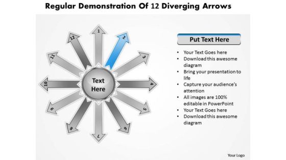 Regular Demonstration Of 12 Diverging Arrows Circular Chart PowerPoint Slides Regular Demonstration Of 12 Diverging Arrows Circular Chart PowerPoint Slides