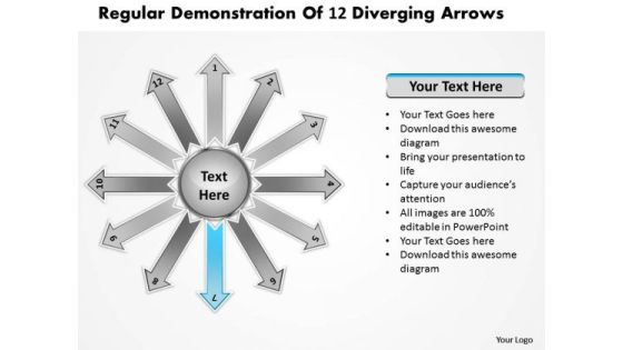 Regular Demonstration Of 12 Diverging Arrows Circular Spoke Network PowerPoint Slides Regular Demonstration Of 12 Diverging Arrows Circular Spoke Network PowerPoint Slides