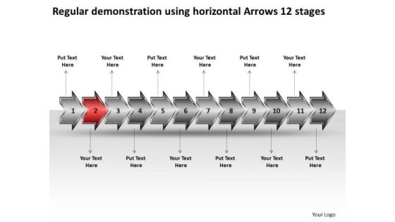 Regular Demonstration Using Horizontal Arrows 12 Stages Visio Flow Charts PowerPoint Slides Regular Demonstration Using Horizontal Arrows 12 Stages Visio Flow Charts PowerPoint Slides