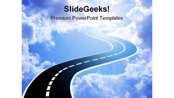 Road To Sky Success PowerPoint Template 0910 Road To Sky Success PowerPoint Template 0910